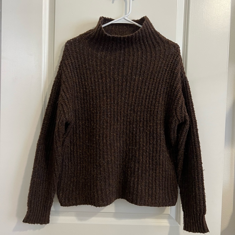 RD Style dark brown chunky mock neck sweater